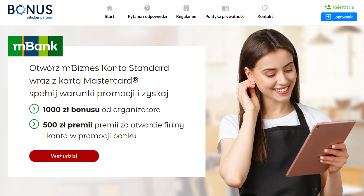 Promocja mBank mBiznes Konto Standard z bonusem 1000 zł i premią 500 zł — edycja 7